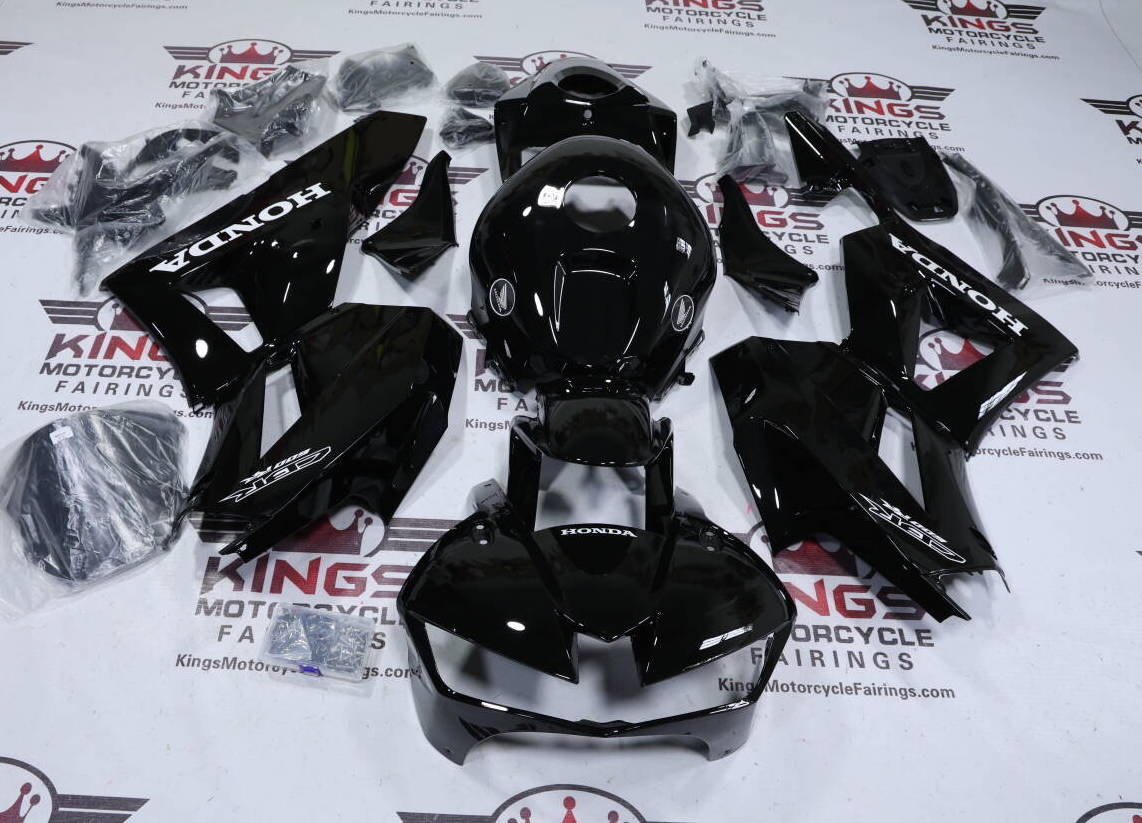 Honda CBR600RR Fairings (2026) Gloss Black, White from KingsMotorcycleFairings.com