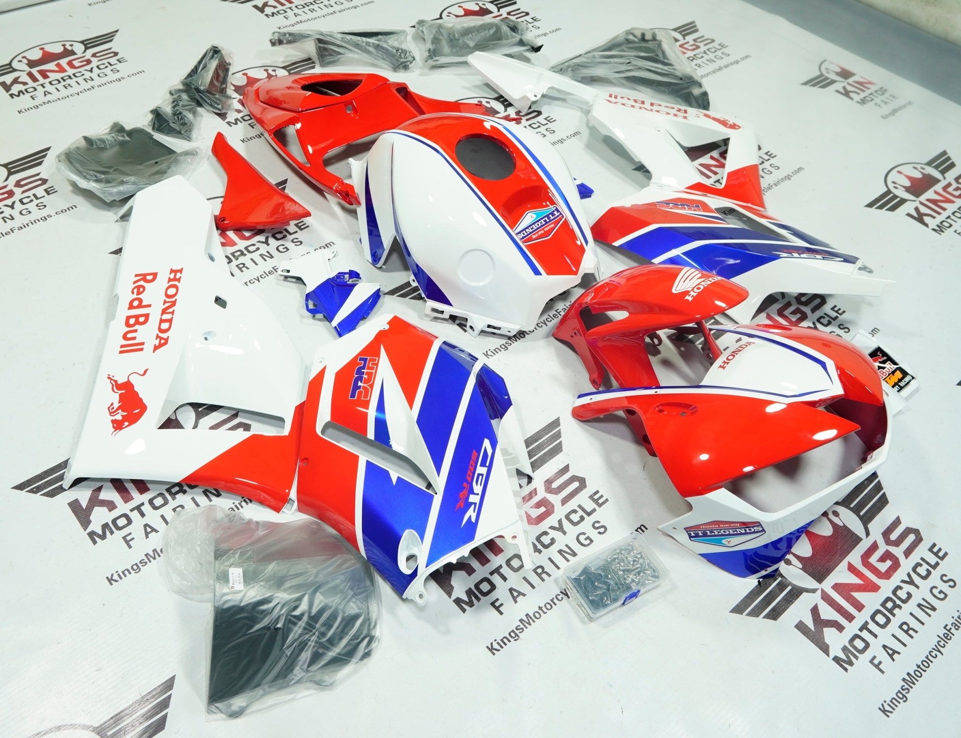 Honda CBR600RR Fairings (2026) Red, White, Blue, RedBull from KingsMotorcycleFairings.com