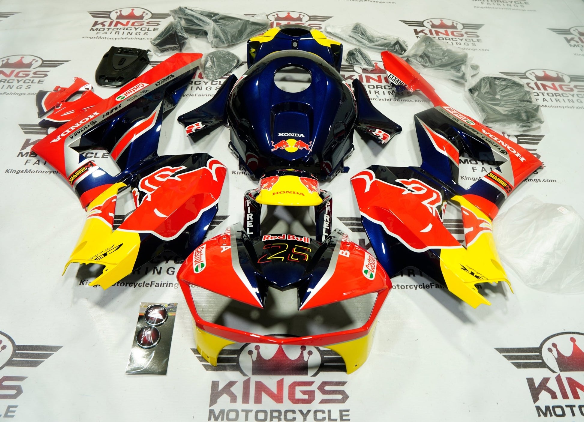 Honda CBR600RR Fairings (2026) Red, Yellow, Blue RedBull at KingsMotorcycleFairings.com