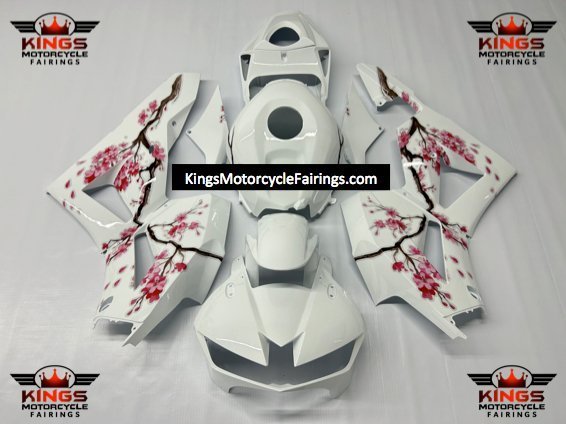 Honda CBR600RR Fairings (2026) White, Pink Blossom from KingsMotorcycleFairings.com