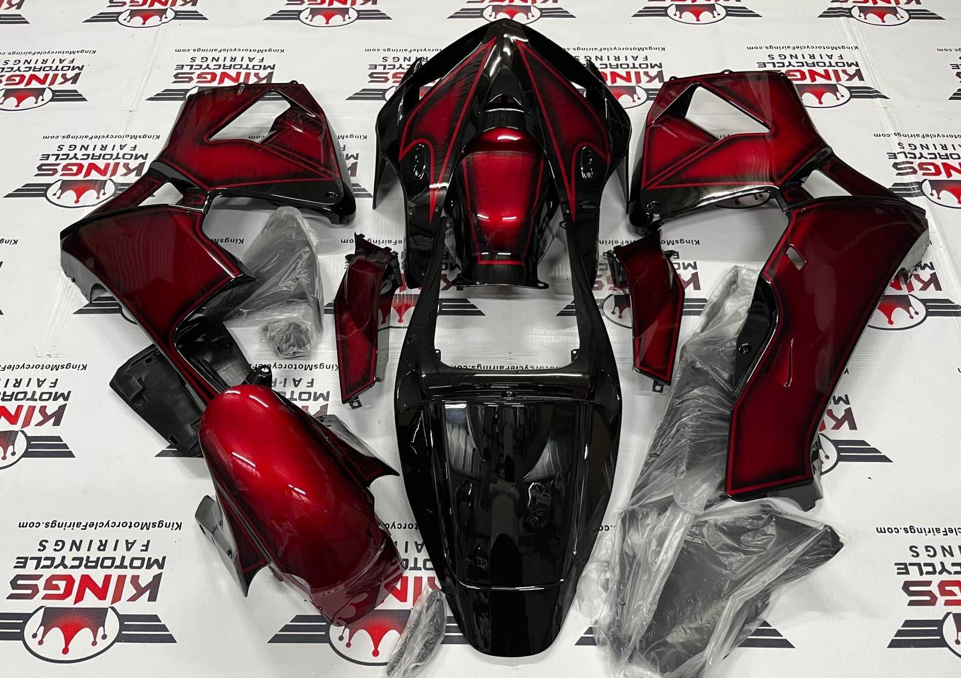Honda CBR600RR (2005-2006) Candy Apple Red & Black Fairings at KingsMotorcycleFairings.com