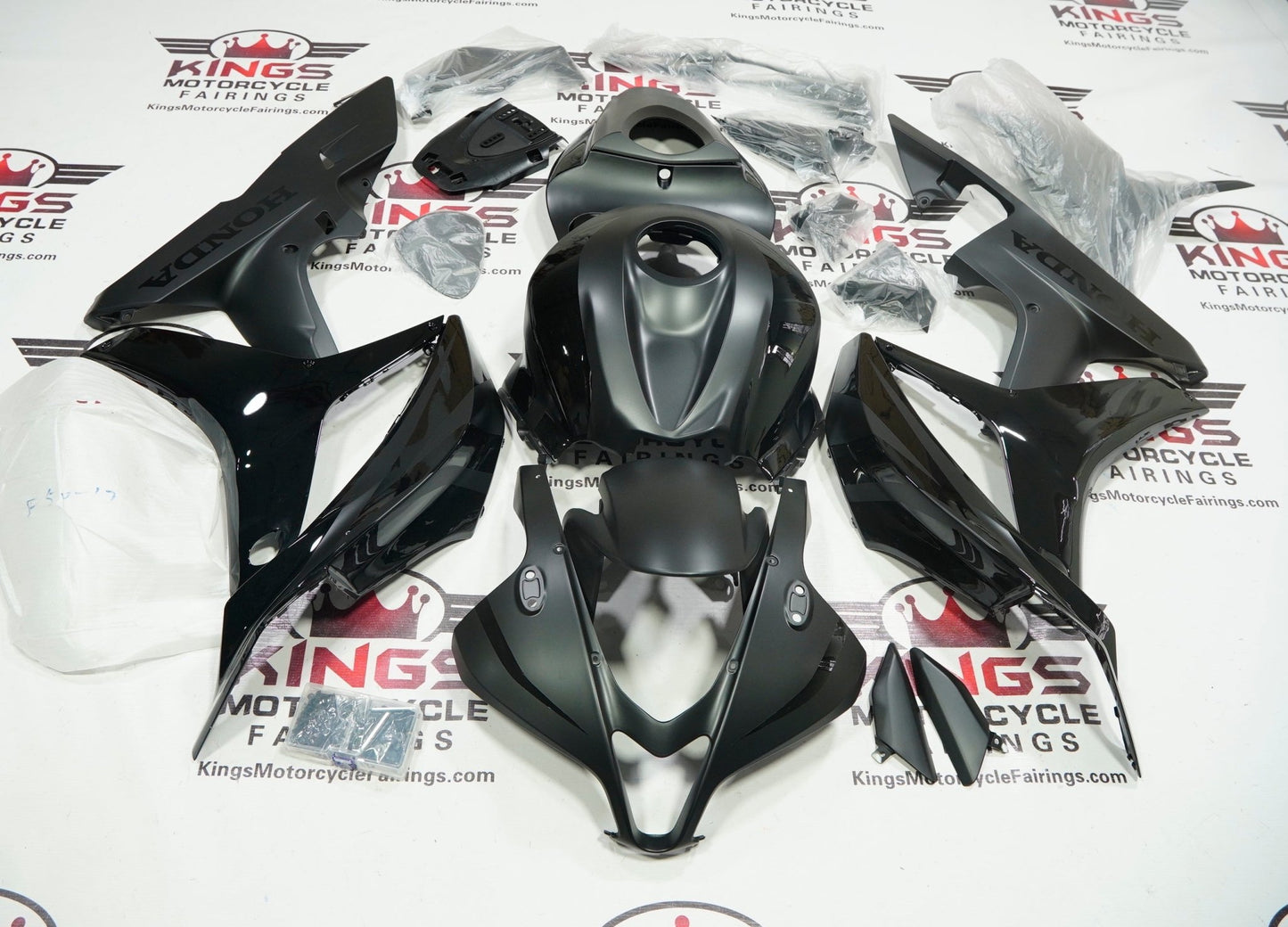 Honda CBR600RR Fairings (2007-2008) Matte Black, Black Gloss from KingsMotorcycleFairings.com