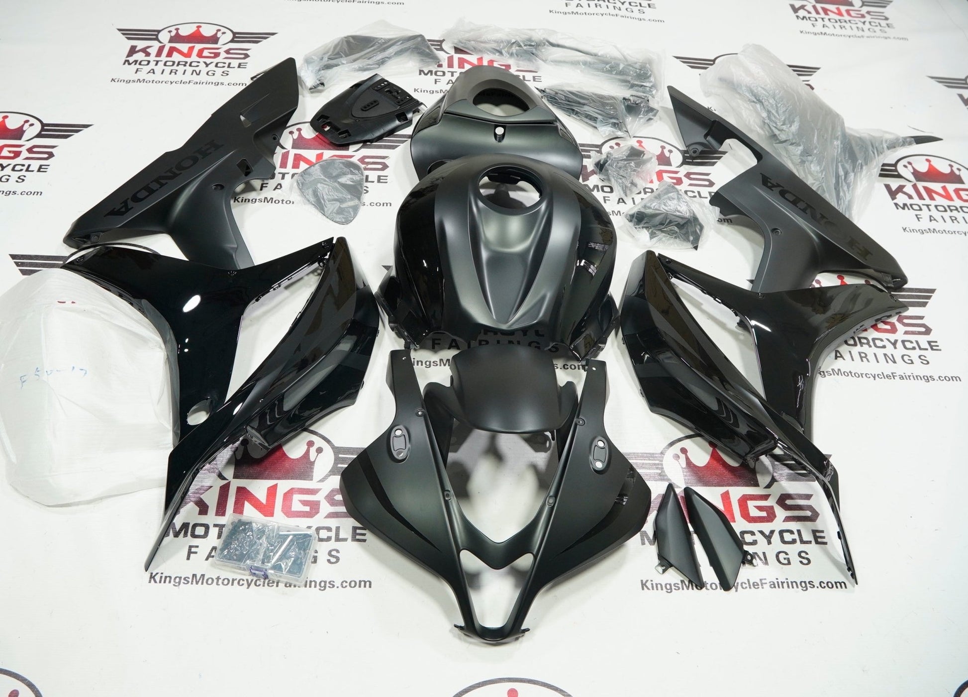 Honda CBR600RR Fairings (2007-2008) Matte Black, Black Gloss from KingsMotorcycleFairings.com