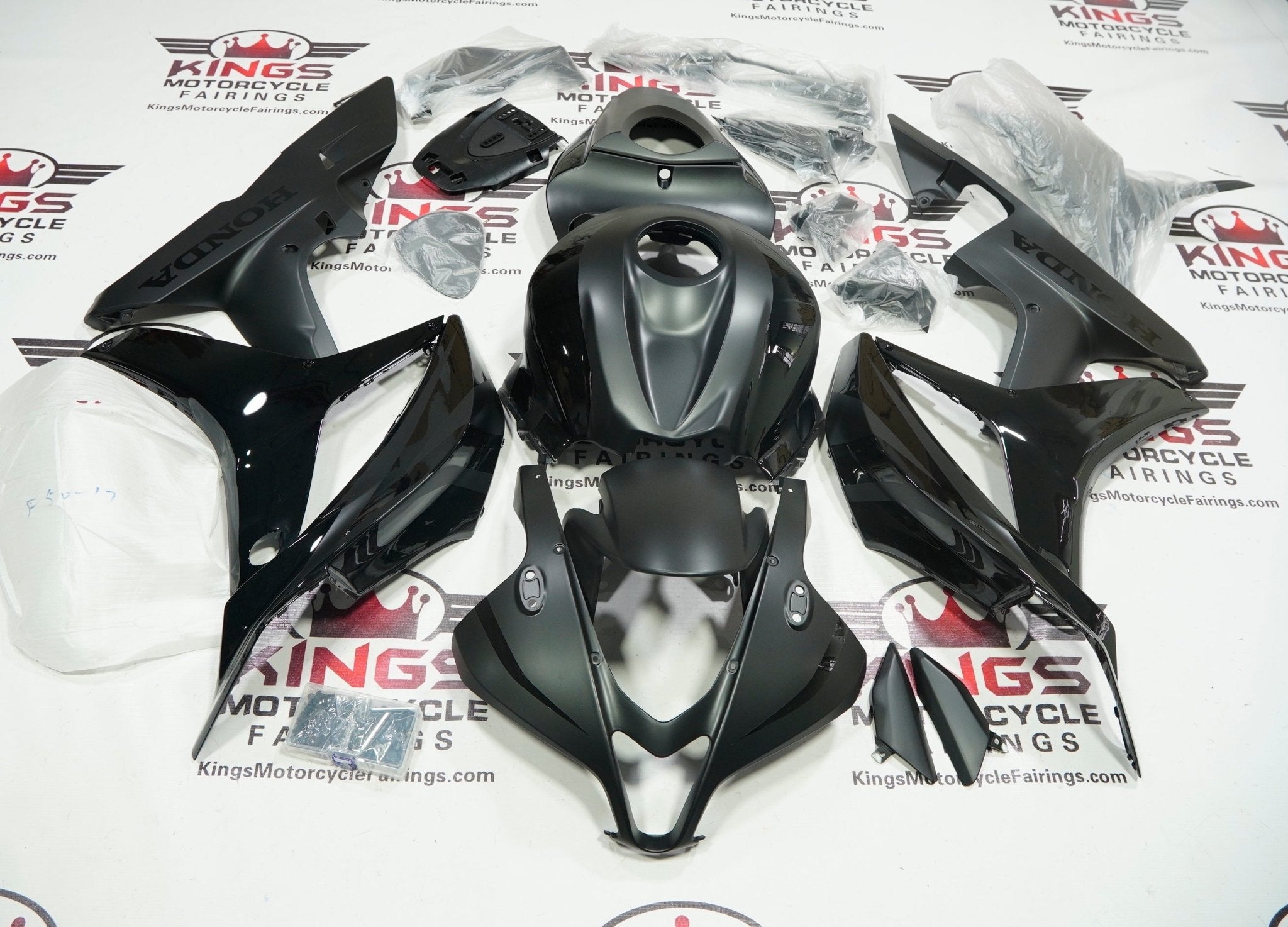 Honda CBR600RR Fairings (2007-2008) Matte Black, Black Gloss from KingsMotorcycleFairings.com