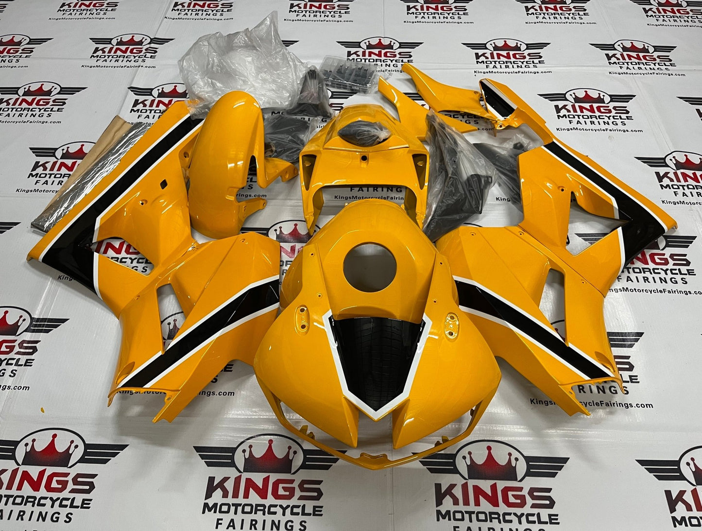 Honda CBR600RR (2024-2025) Yellow, Black, White Fairings at KingsMotorcycleFairings.com