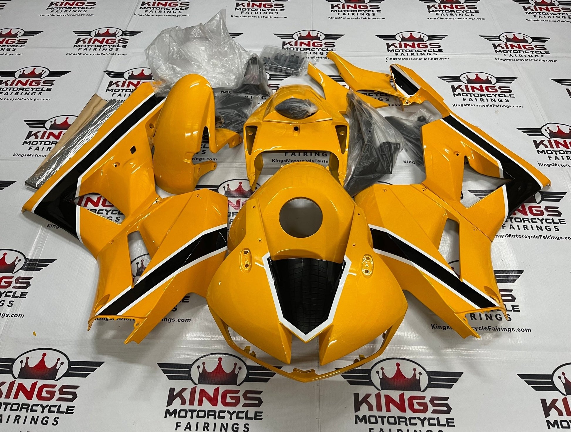 Honda CBR600RR (2024-2025) Yellow, Black, White Fairings at KingsMotorcycleFairings.com