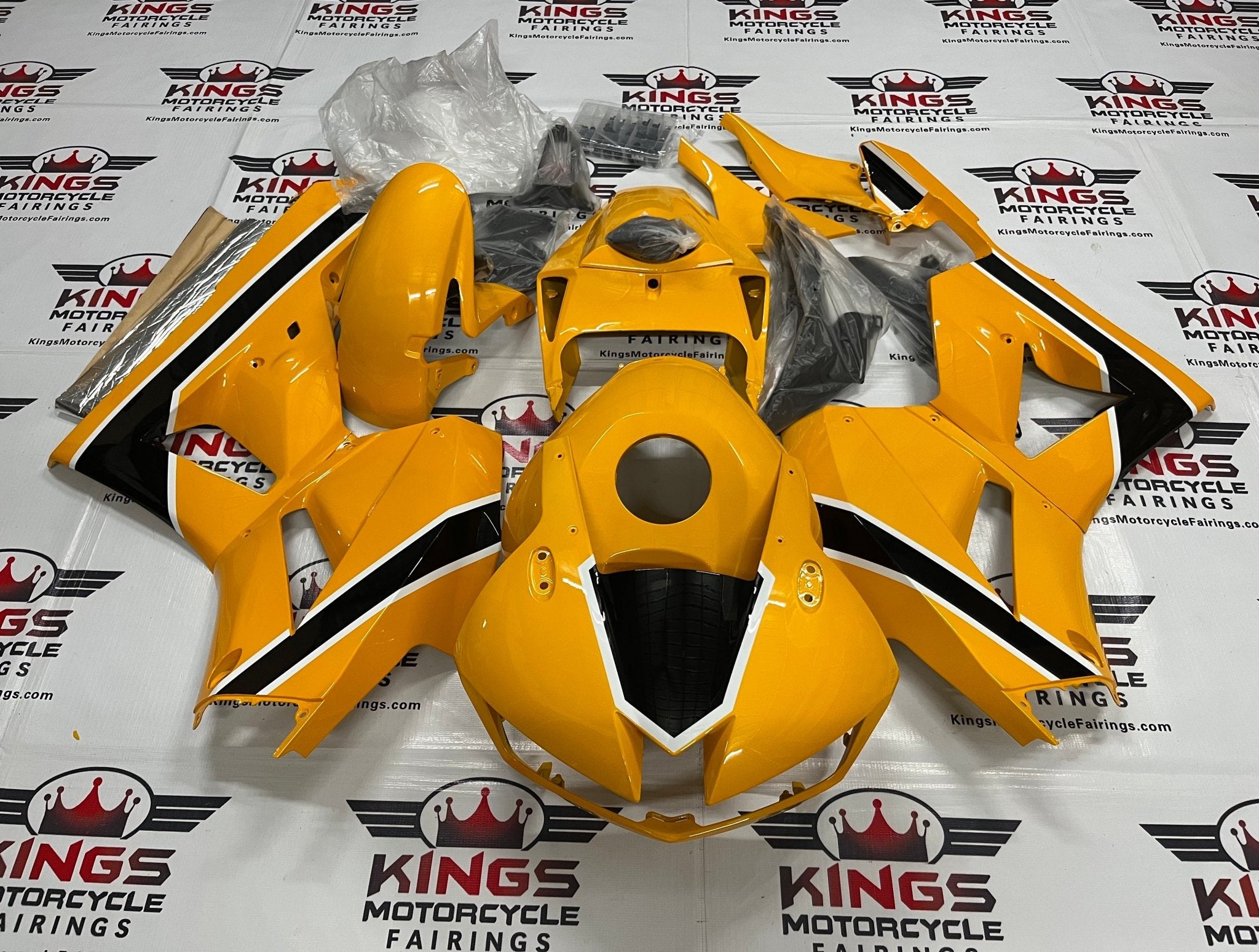 Honda CBR600RR (2026) Yellow, Black, White Fairings at KingsMotorcycleFairings.com