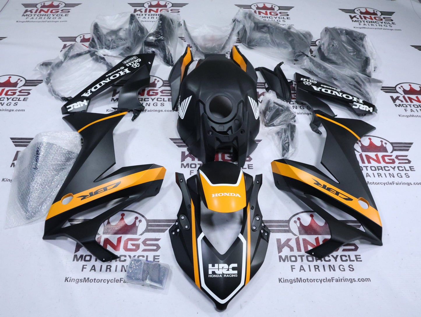Honda CBR650R Fairing Kit (2021-2023) Matte Black, Dark Yellow, White at KingsMotorcycleFairings.com