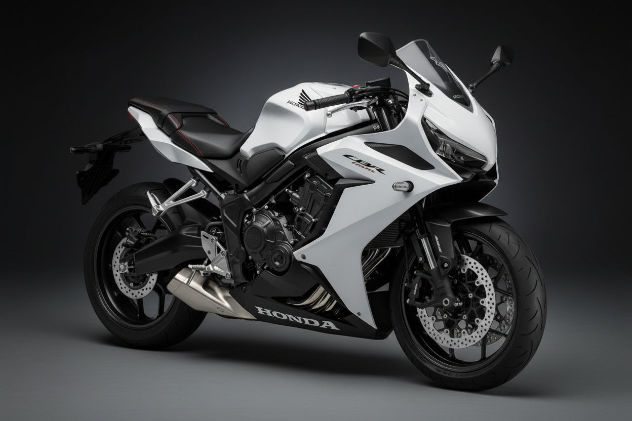 Honda CBR650R Fairing Kit (2024-2025) White Pearl, Matte Black at KingsMotorcycleFairings.com
