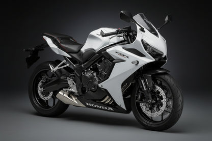 Honda CBR650R Fairing Kit (2024-2025) White Pearl, Matte Black at KingsMotorcycleFairings.com