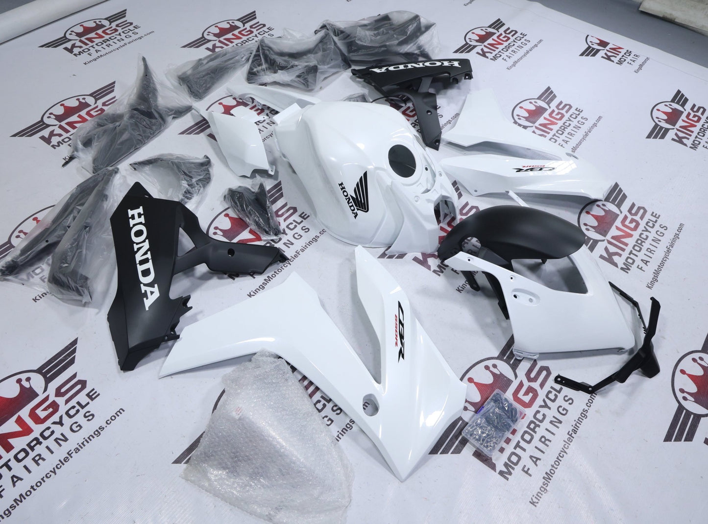 Honda CBR650R Fairing Kit (2024-2025) White, Matte Black at KingsMotorcycleFairings.com