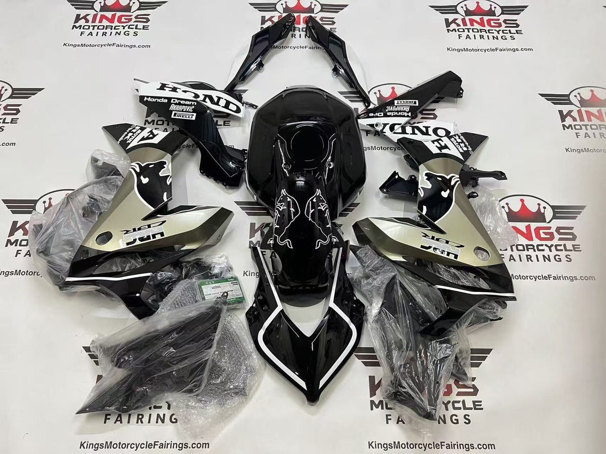 Honda CBR650R Fairing Set (2020-2023) Black, Champagne Silver, White Bull at KingsMotorcycleFairings.com