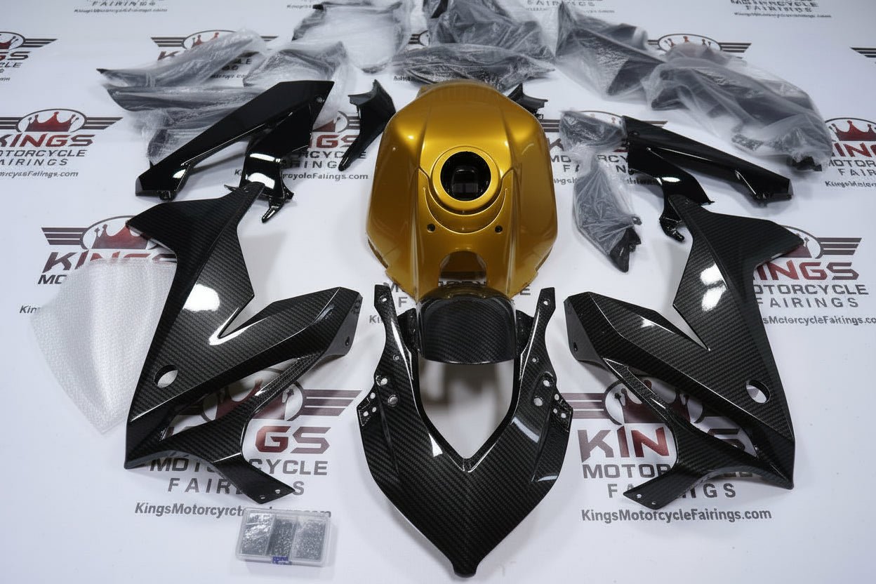 Honda CBR650R Fairings (2019-2020) Faux Carbon Fiber, Gold at KingsMotorcycleFairings.com
