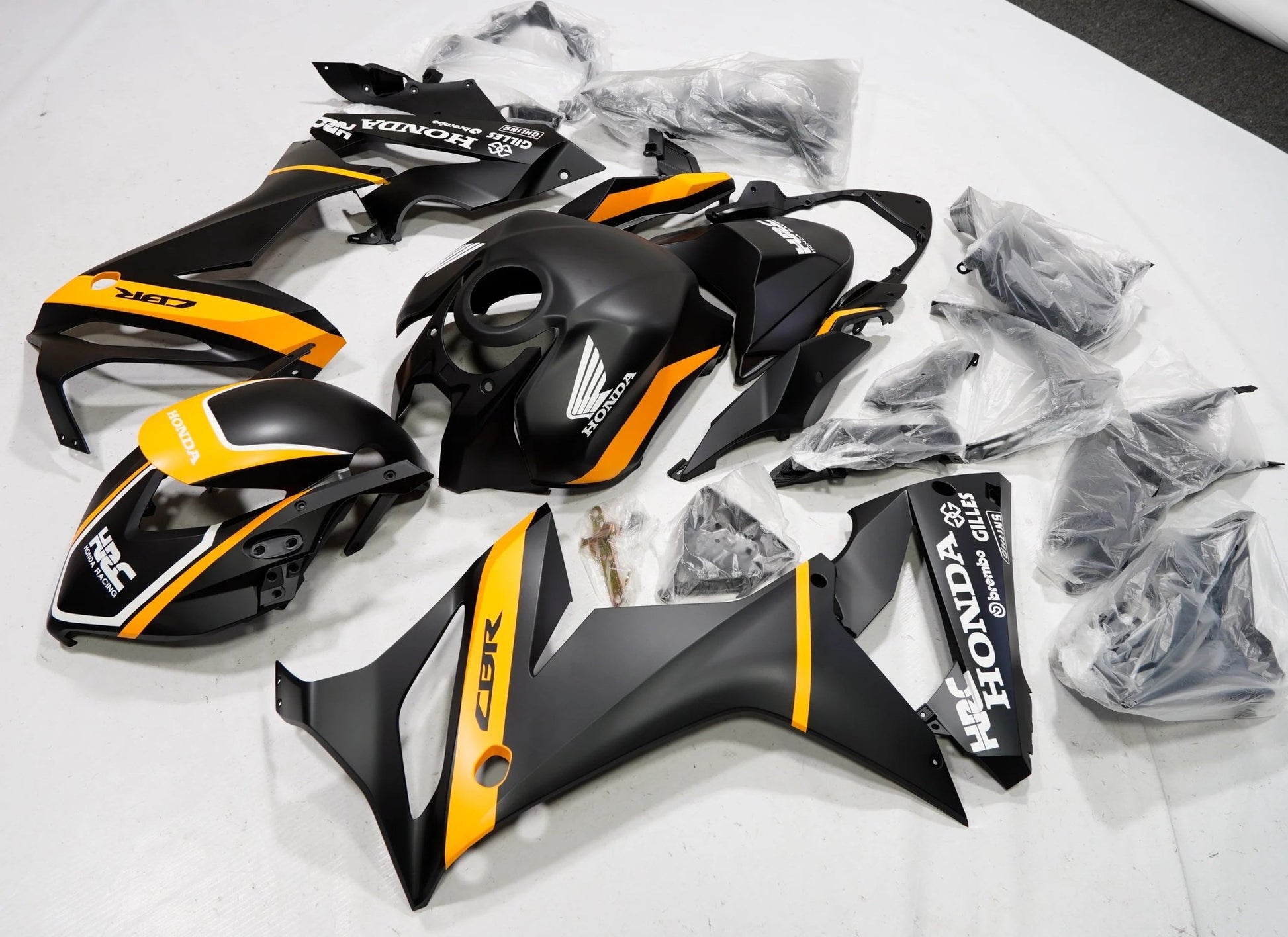 Honda CBR 650R Fairings (2019-2020) Matte Black, Dark Yellow, White at KingsMotorcycleFairings.com