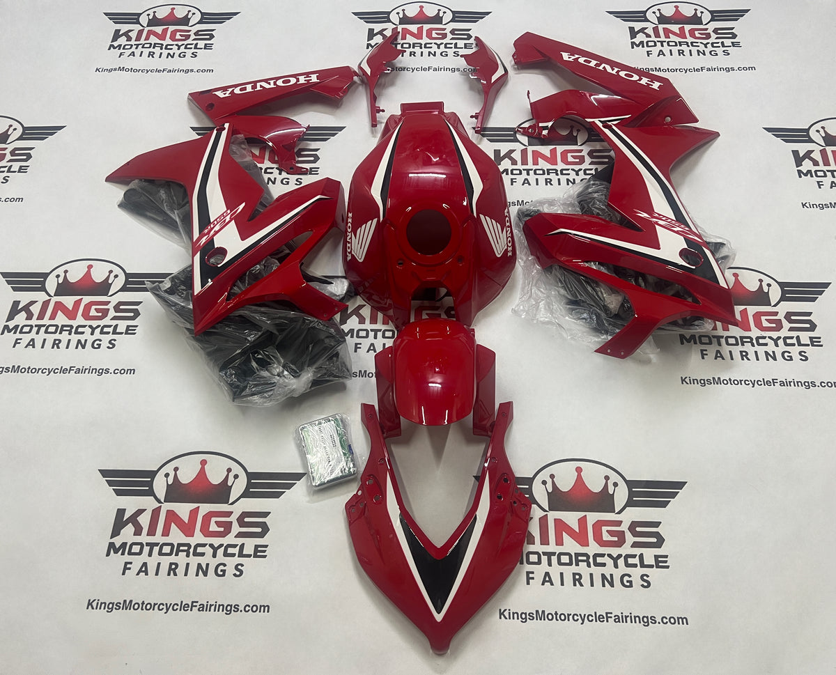 Honda CBR650R Fairings (2019-2020) Red, Black, White Stripe from KingsMotorcycleFairings.com