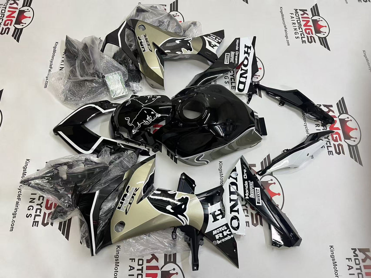 Honda CBR650R Fairings (2020-2023) Black, Champagne Silver, White Bull at KingsMotorcycleFairings.com