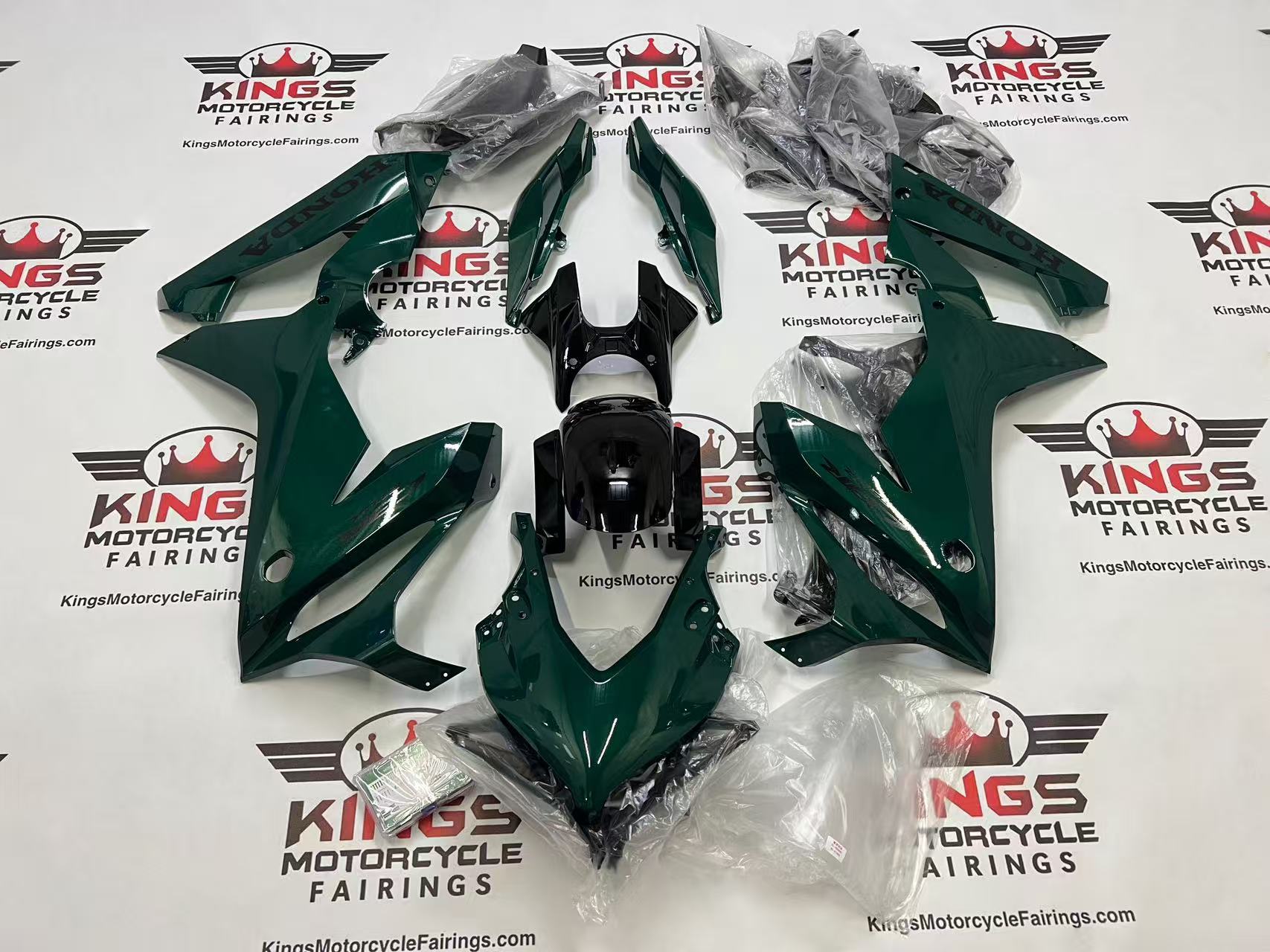 Honda CBR650R Fairings (2021-2023) Dark Green, Black from KingsMotorcycleFairings.com