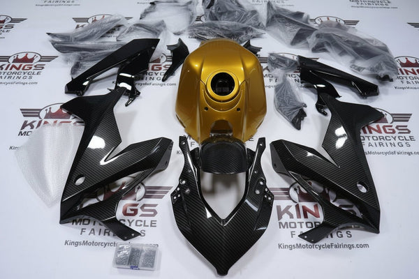 Honda CBR650R Fairings (2021-2023) Faux Carbon Fiber, Gold at KingsMotorcycleFairings.com