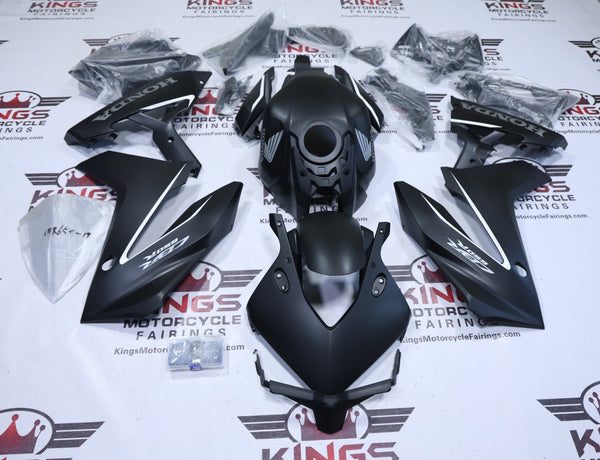Honda CBR650R Fairings (2024-2025) Matte Black, Gray, White Stripe at KingsMotorcycleFairings.com