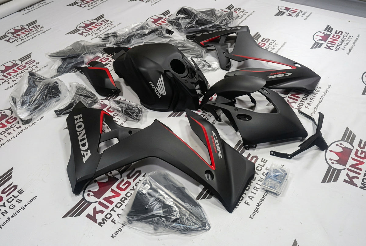Honda CBR650R Fairings (2024-2025) Matte Black, Red Pinstripe at KingsMotorcycleFairings.com