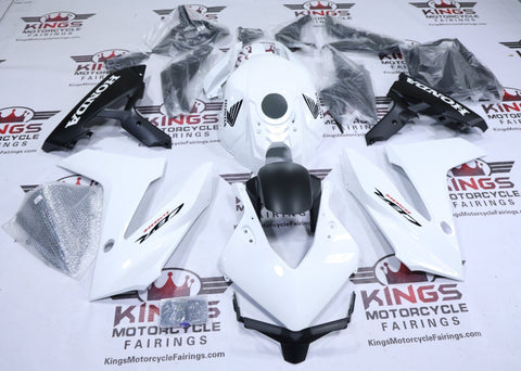 Honda CBR650R Fairings (2024-2025) Pearl White, Matte Black at KingsMotorcycleFairings.com