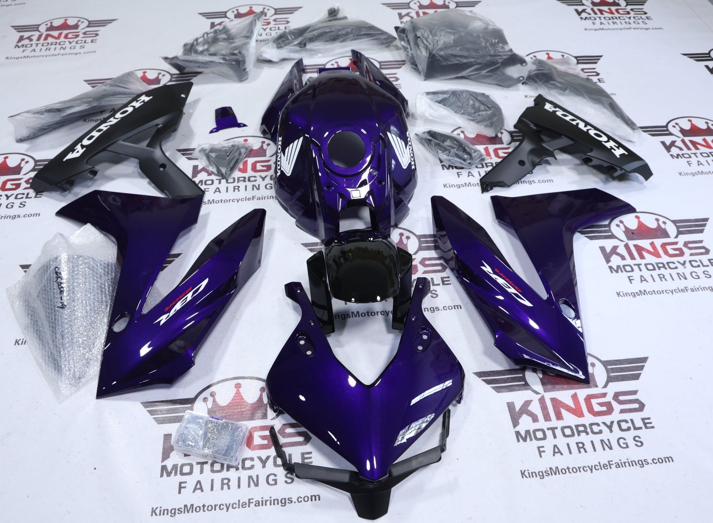 Honda CBR650R Fairings (2024-2025) Purple, Black, White at KingsMotorcycleFairings.com