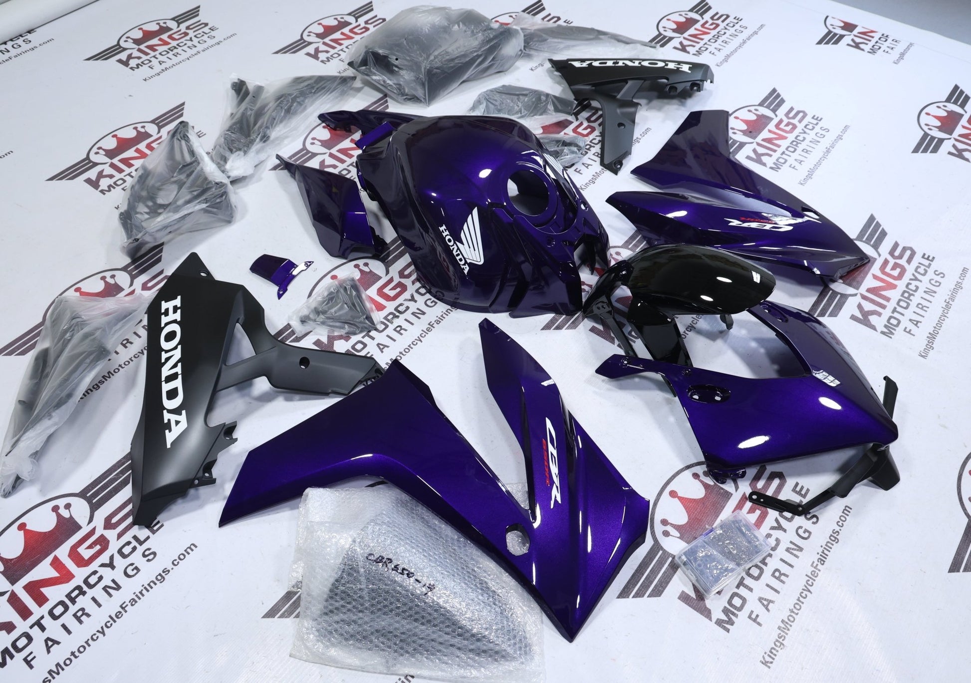 Honda CBR650R Fairings (2024-2025) Purple, Black, White from KingsMotorcycleFairings.com