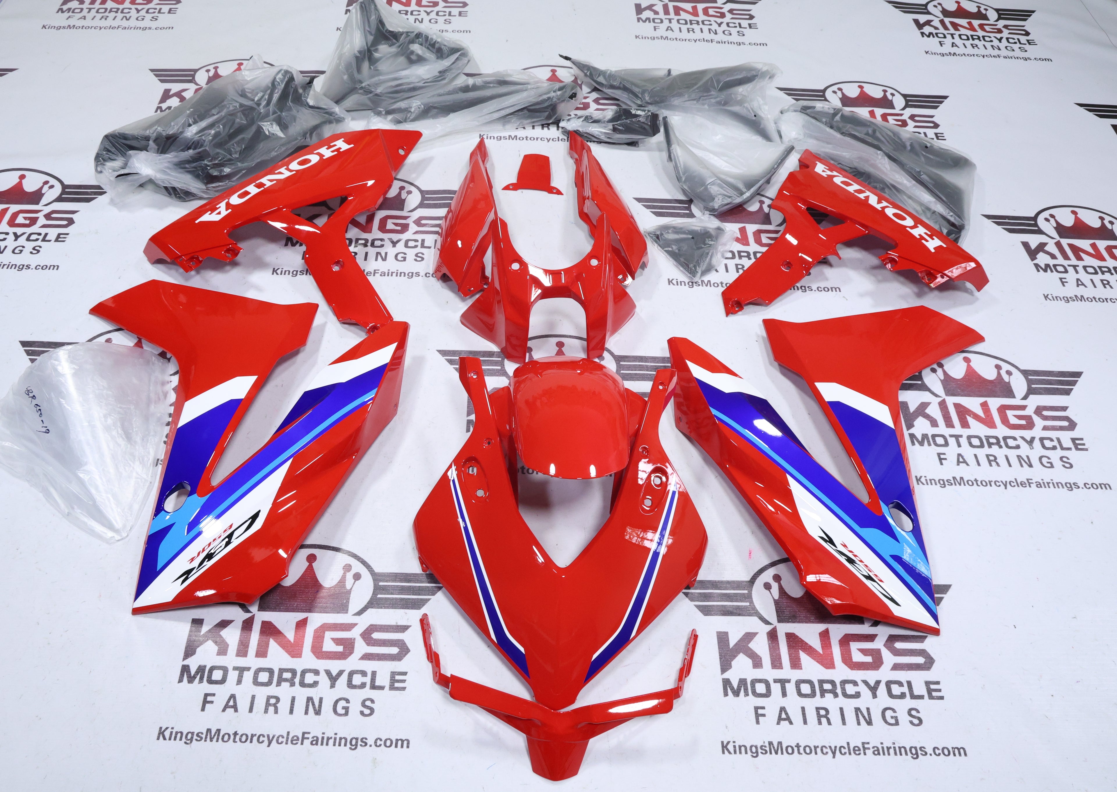 Honda CBR650R Fairings (2024-2025) Red, White, Dual Blue from KingsMotorcycleFairings.com