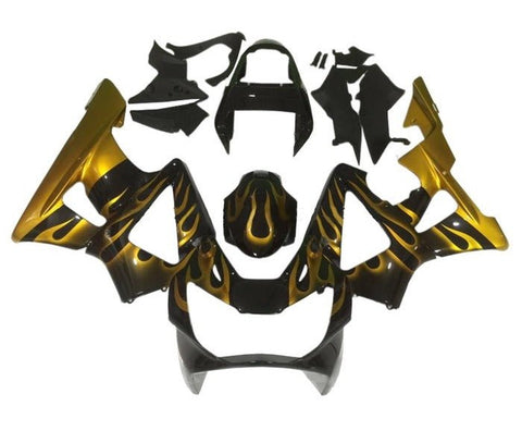 Honda CBR900RR 929 Fairings (2000-2001) Black, Gold Flames at KingsMotorcycleFairings.com