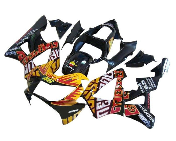 Honda CBR900RR 929 Fairings (2000-2001) Black, Yellow Rossi at KingsMotorcycleFairings.com