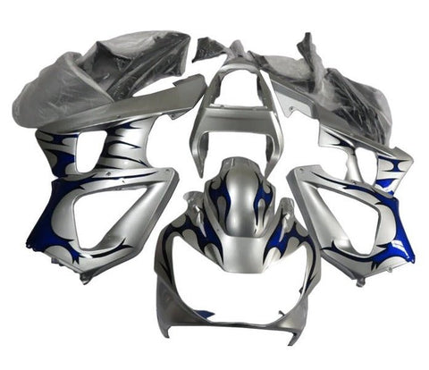 Honda CBR900RR 929 Fairings (2000-2001) Silver, Blue Tribal at KingsMotorcycleFairings.com