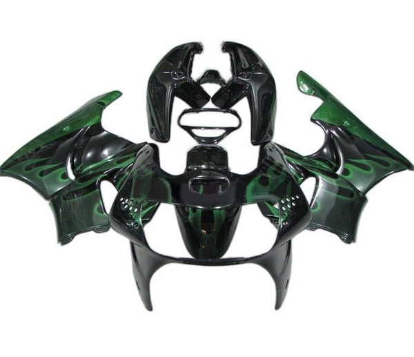 Honda CBR900RR Fairings (1998-1999) Black, Green Flames at KingsMotorcycleFairings.com
