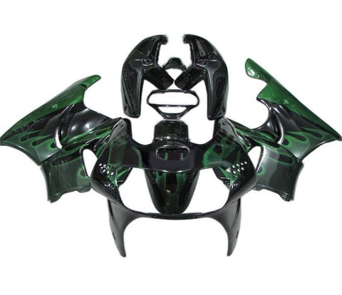 Honda CBR900RR Fairings (1998-1999) Black, Green Flames at KingsMotorcycleFairings.com