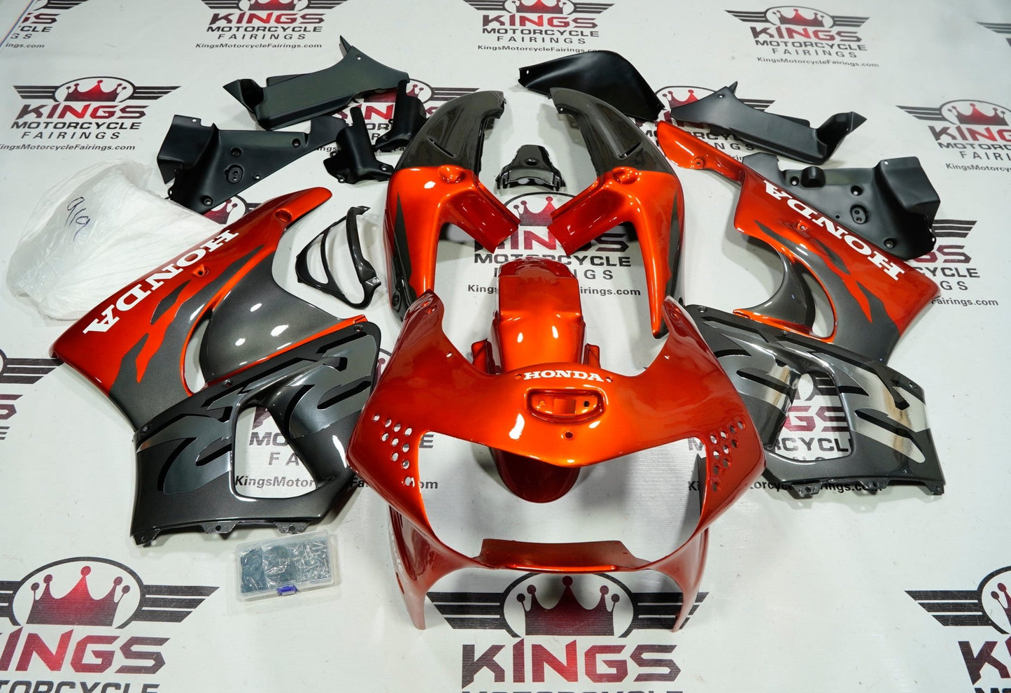 Honda CBR900RR Fairings (1998-1999) Orange, Gray, Chrome at KingsMotorcycleFairings.com