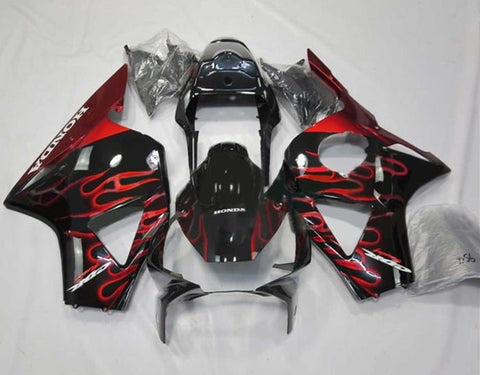 Honda CBR900RR Fairings (2002-2003) Black, Red Flames at KingsMotorcycleFairings.com