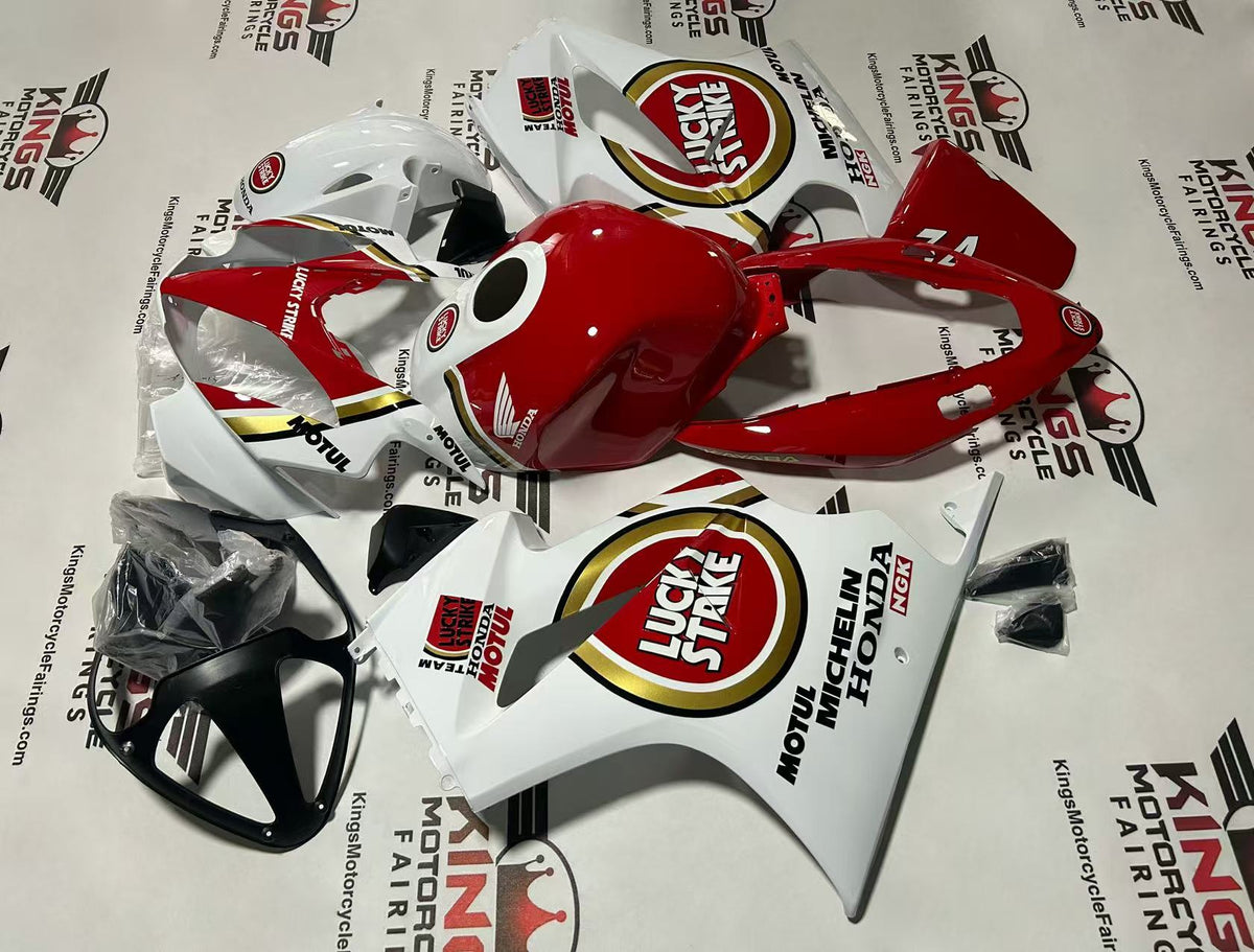 Honda VFR800 Fairing Set (2002-2013) Lucky Strike White, Red at KingsMotorcycleFairings.com