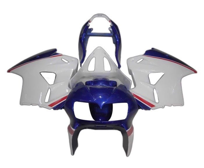Honda VFR800 Fairings (1998-2001) White, Blue, Red Stripe at KingsMotorrcycleFairings.com
