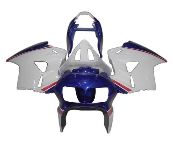 Honda VFR800 Fairings (1998-2001) White, Blue, Red Stripe at KingsMotorrcycleFairings.com