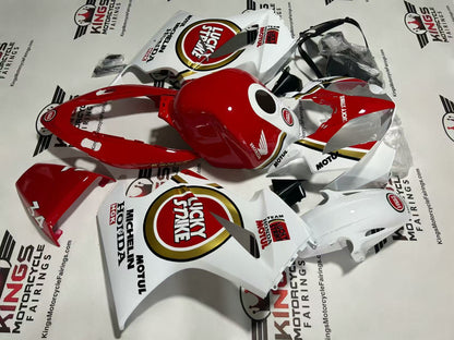 Honda VFR800 Fairings (2002-2013) Lucky Strike White, Red at KingsMotorcycleFairings.com