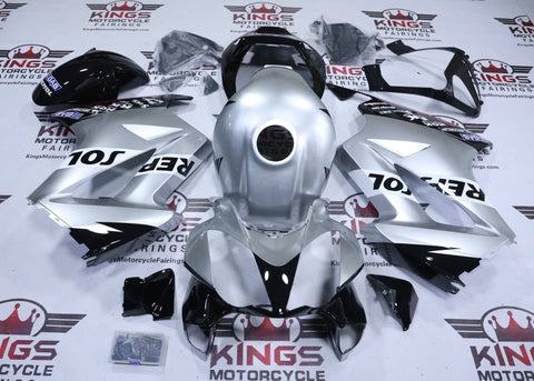 Honda VFR800 Fairings (2002-2013) Repsol Silver, Black, White at KingsMotorcycleFairings.com