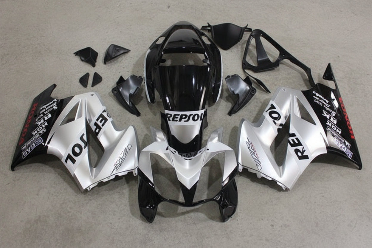 Honda VFR800 Fairings (2002-2013) Silver, Black, White, Red, Repsol at KingsMotorcycleFairings.com
