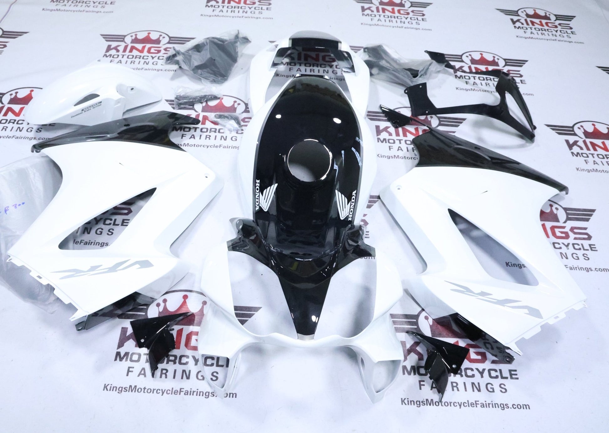 Honda VFR800 Fairings (2002-2013) White, Black, Gray at KingsMotorcycleFairings.com