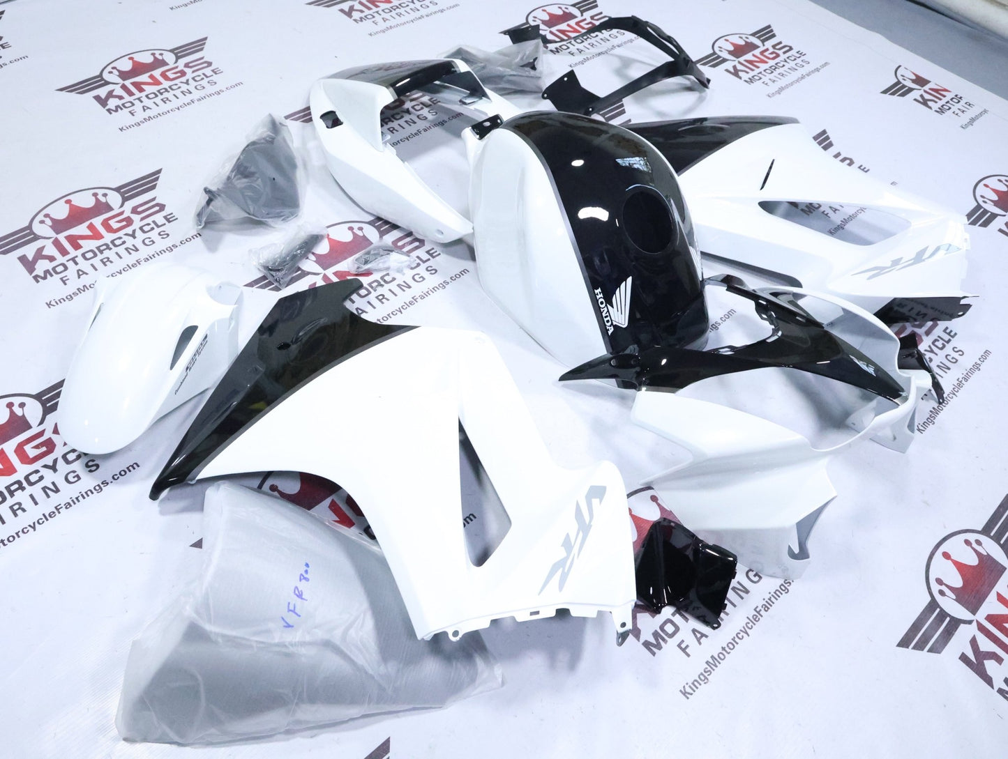 Honda VFR800 Fairings (2002-2013) White, Black, Gray from KingsMotorcycleFairings.com