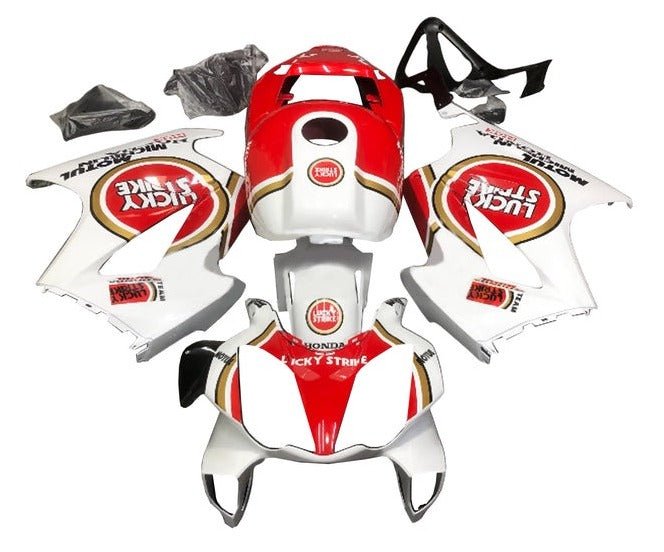 Honda VFR800 Fairings (2002-2013) White, Red Lucky Strike at KingsMotorcycleFairings.com