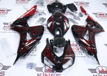Honda CBR1000RR Fairing Kit (2006-2007) Black, Red Fire Flames at KingsMotorcycleFairings.com