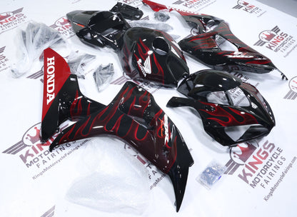 Honda CBR1000RR Fairing Set (2006-2007) Black, Red Fire Flames at KingsMotorcycleFairings.com