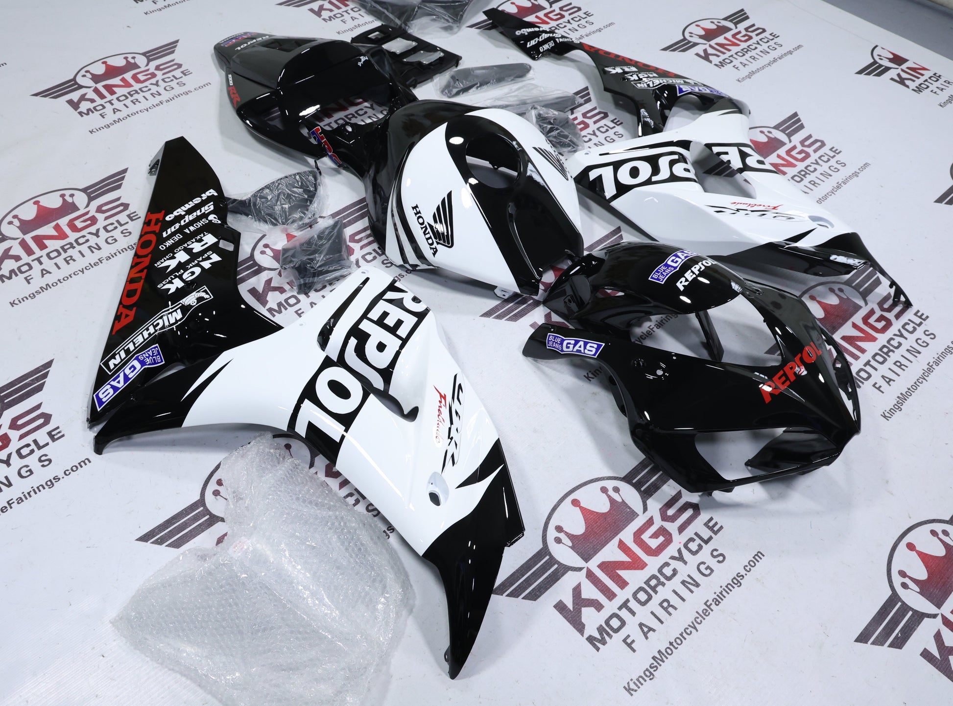Honda CBR1000RR Fairing Set (2006-2007) Black, White Repsol at KingsMotorcycleFairings.com