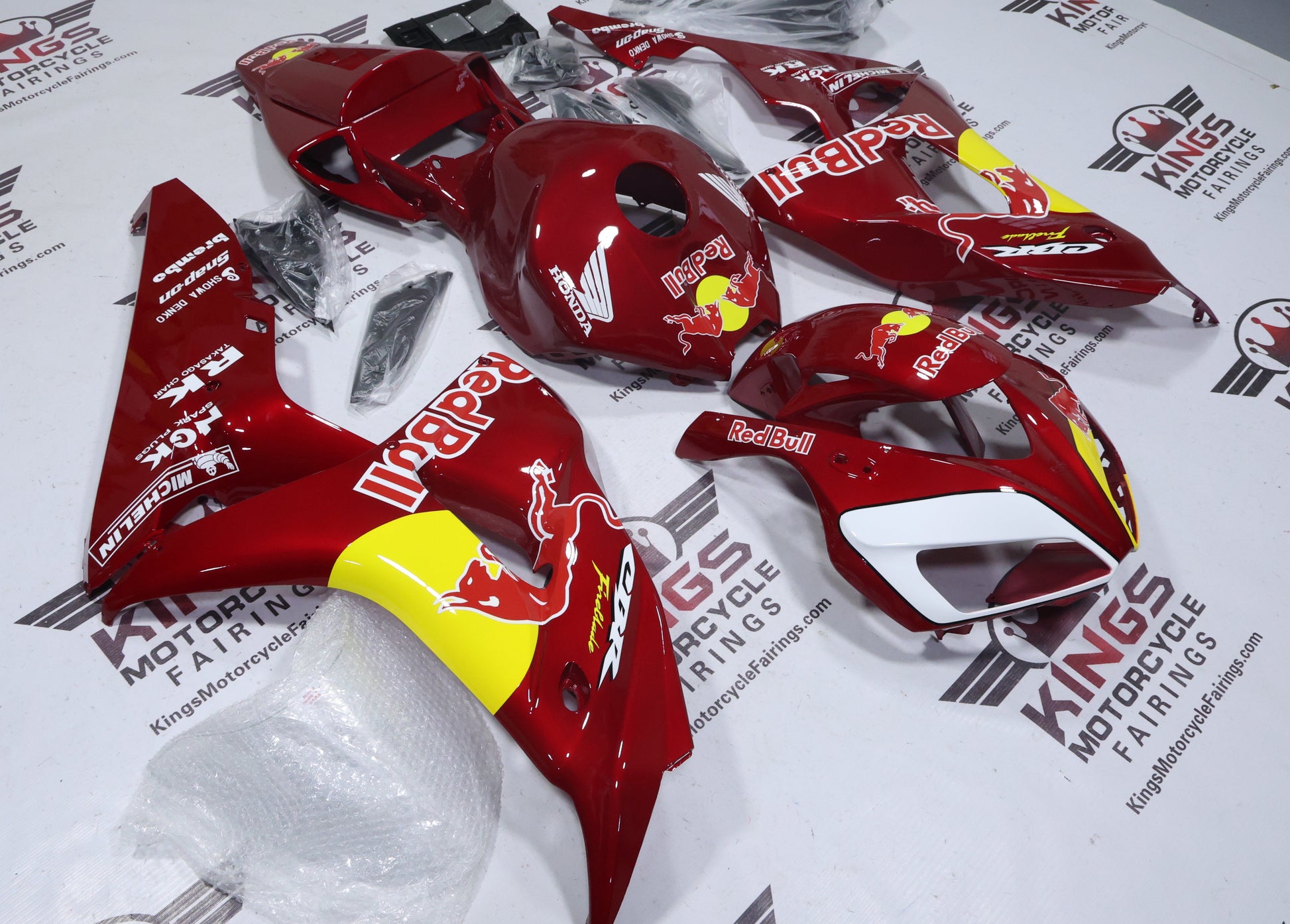 Honda CBR1000RR Fairing Set (2006-2007) Red Bull, Yellow, White at KingsMotorcycleFairings.com