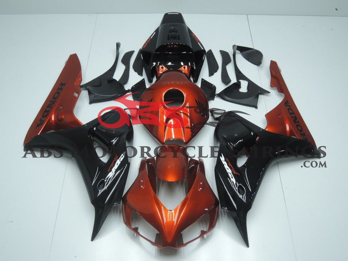 Honda CBR1000RR Fairings (2006-2007) Orange Candy, Black from KingsMotorcycleFairings.com