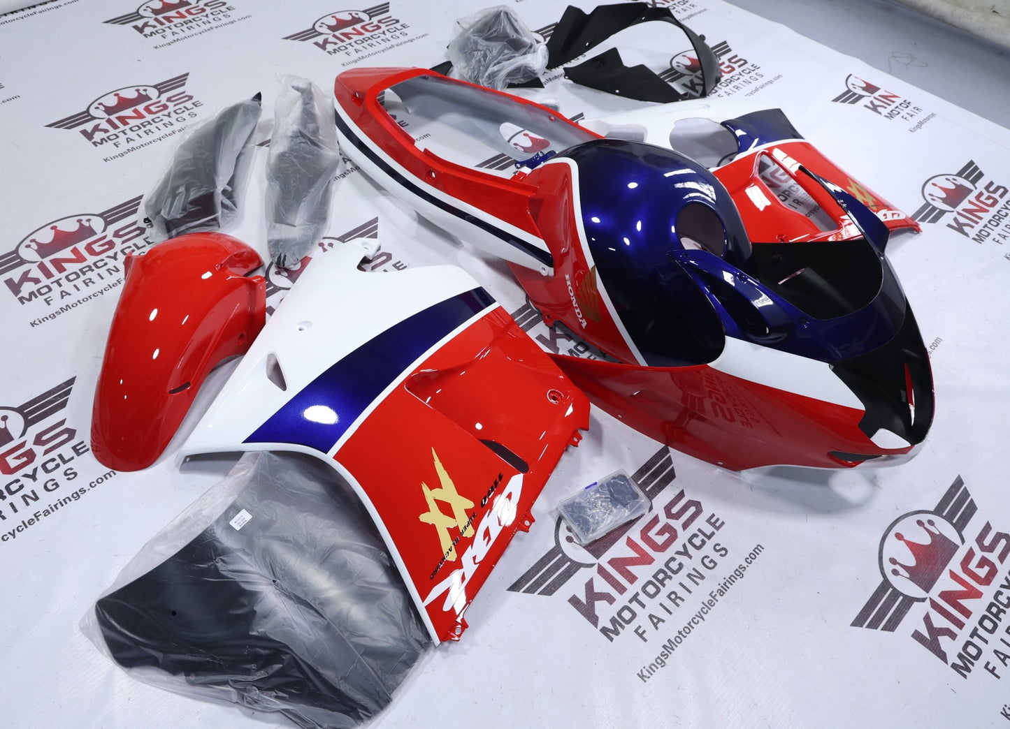 Honda CBR1100XX Super Blackbird Fairings (1996-2007) Red, Dark Blue, White, Gold from KingsMotorcycleFairings.com